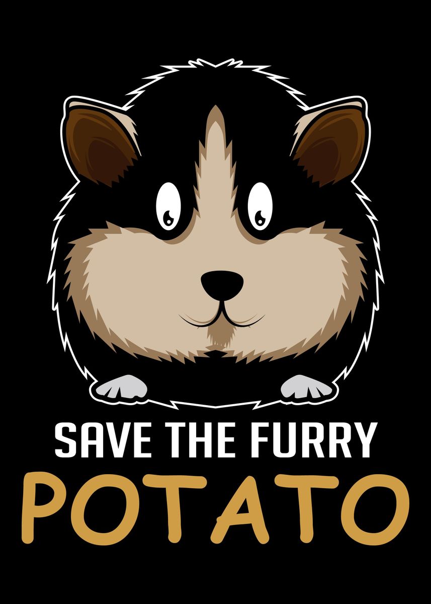 'Furry Potato Guinea Pig Ow' Poster, picture, metal print, paint by ...