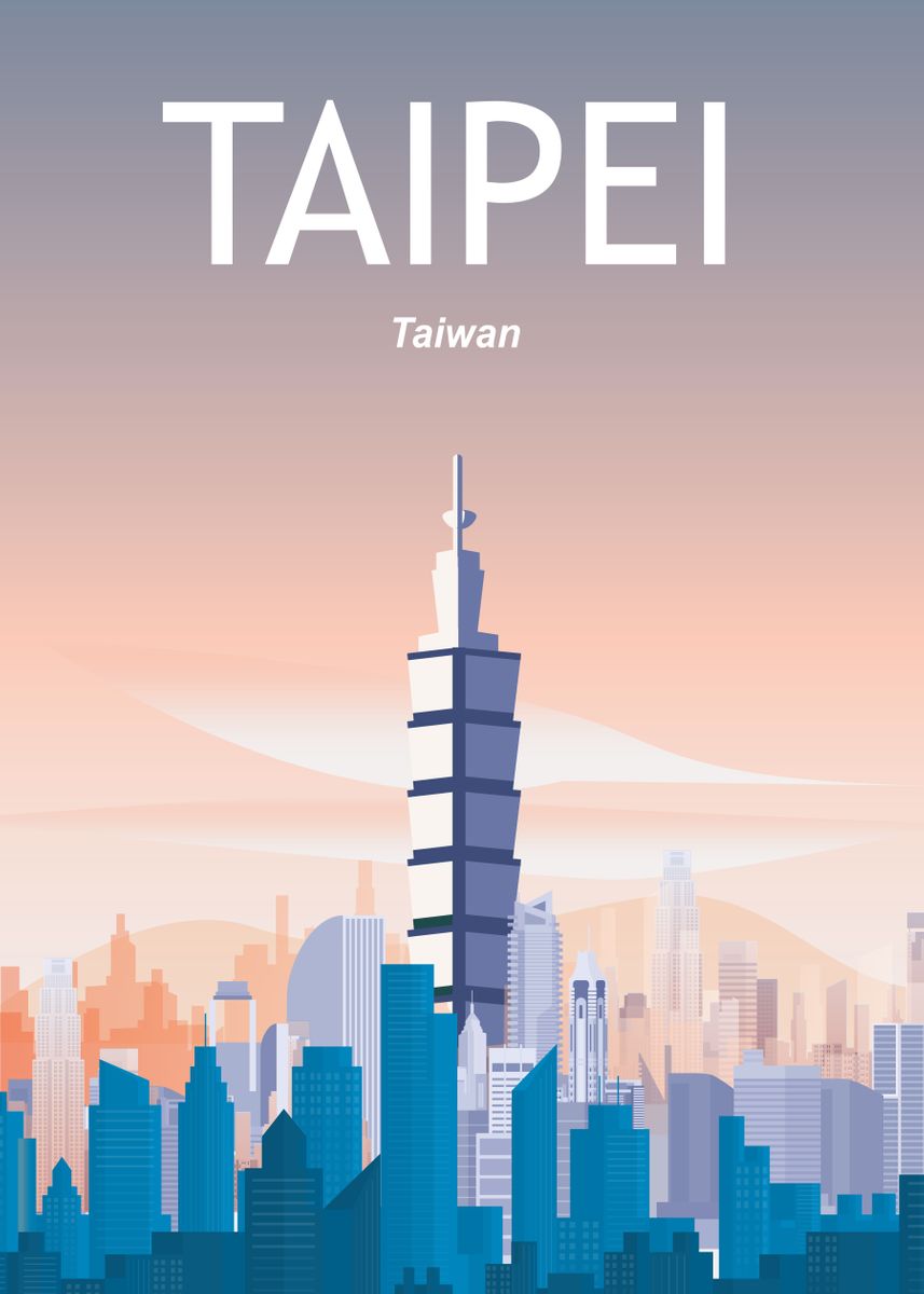 'Taipei 1' Poster, picture, metal print, paint by Caravan Studio Displate