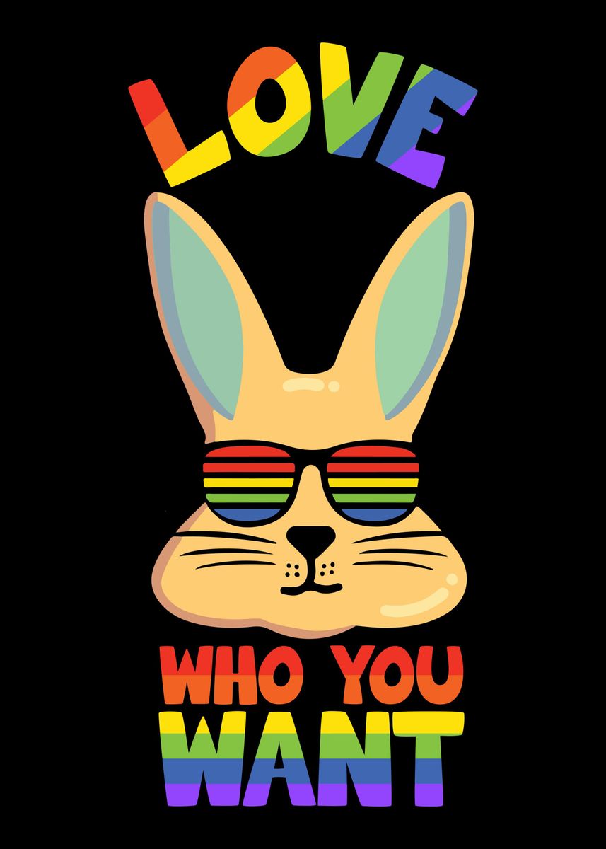 Lgbt Rabbits 'Gay Lesbian LGBT Rabbit' Poster, picture, metal print, paint by ...