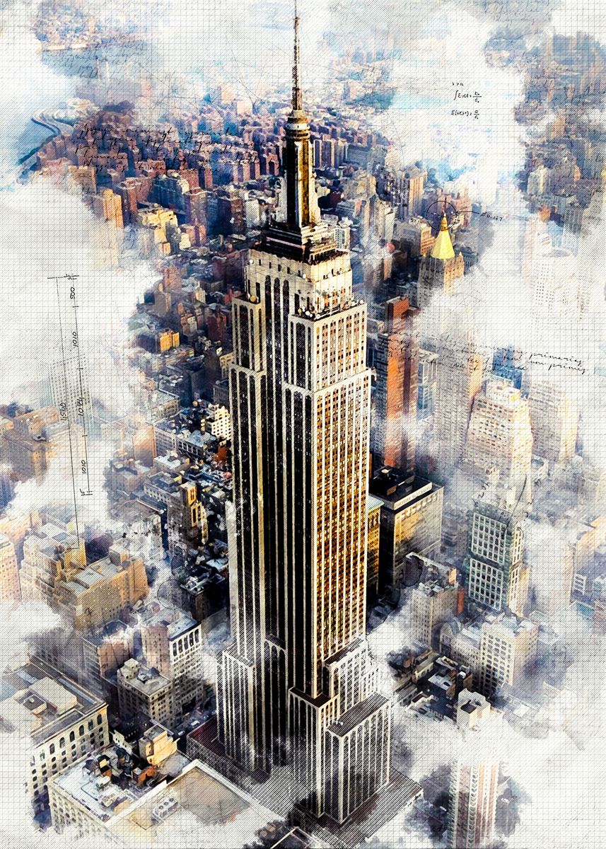 Empire State Building Poster Picture Metal Print Paint By Maxime