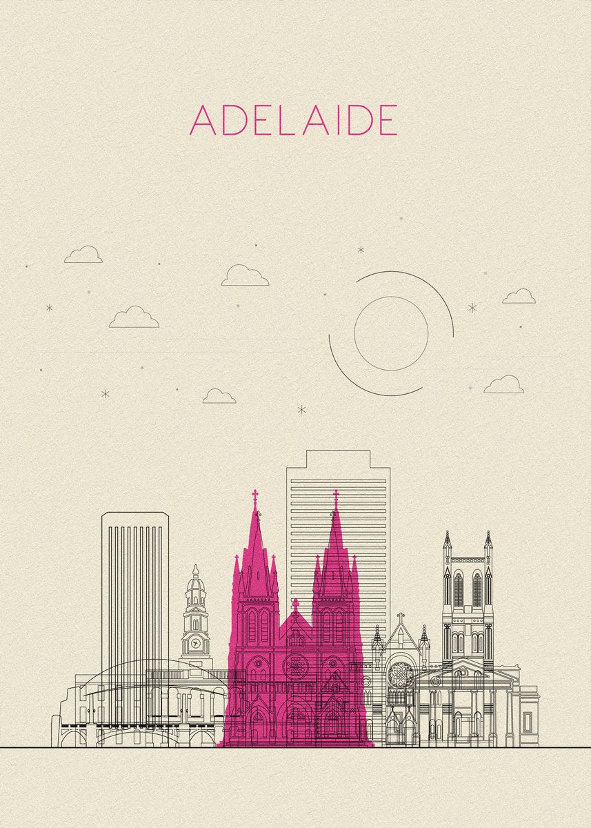 'Adelaide Skyline' Poster by Deniz A. Displate