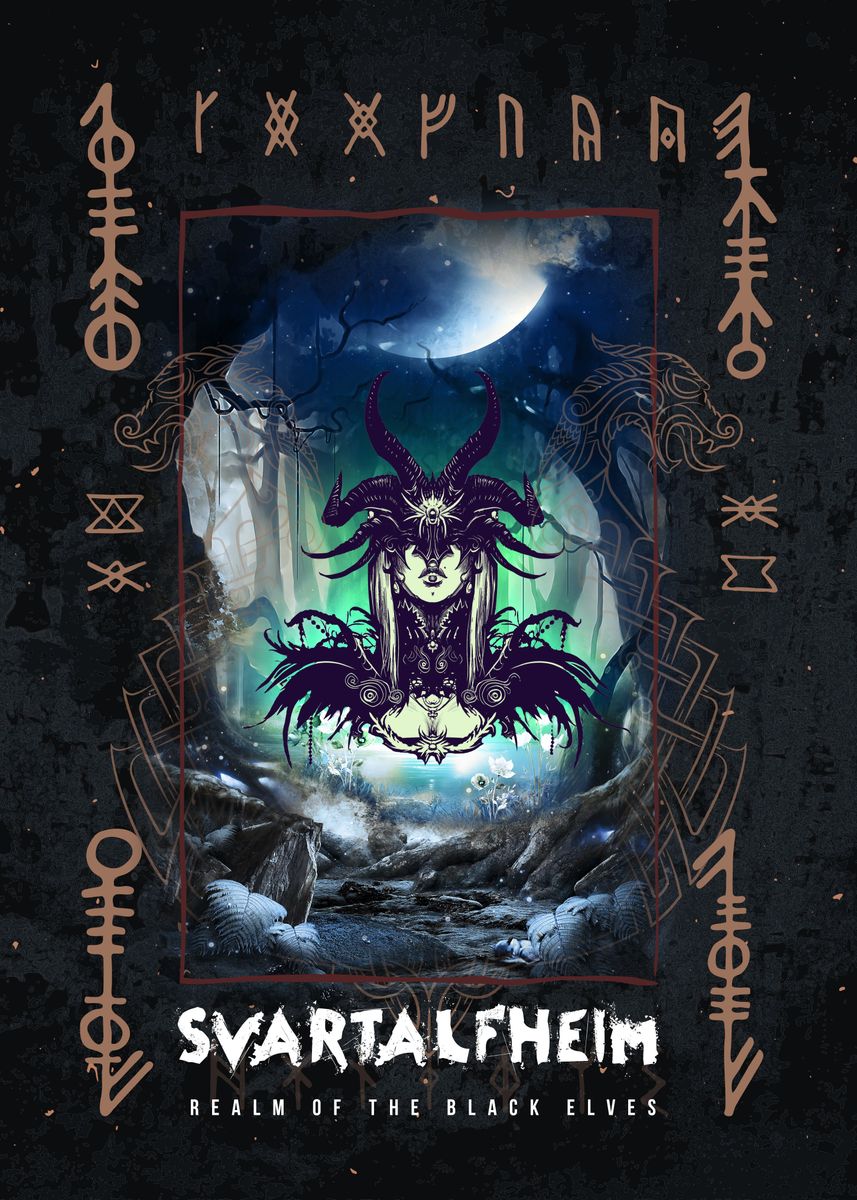 'Svartalfheim' Poster, picture, metal print, paint by ikaruna | Displate