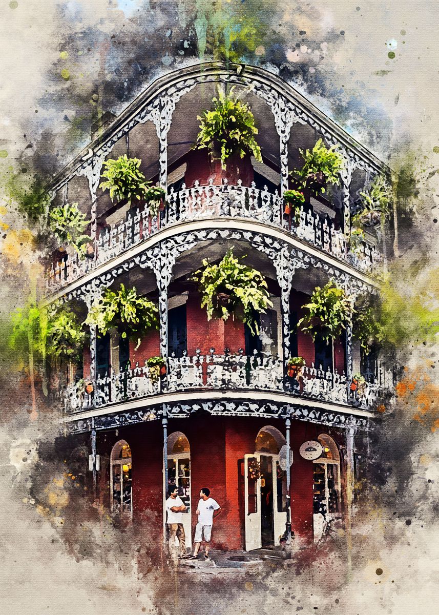 'New Orleans in Watercolor' Poster by Posteralize  | Displate