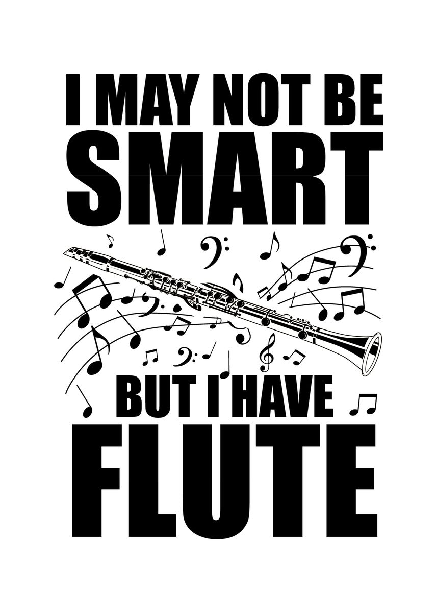 'Flute Flutists Band Gift' Poster, picture, metal print, paint by TW Design | Displate