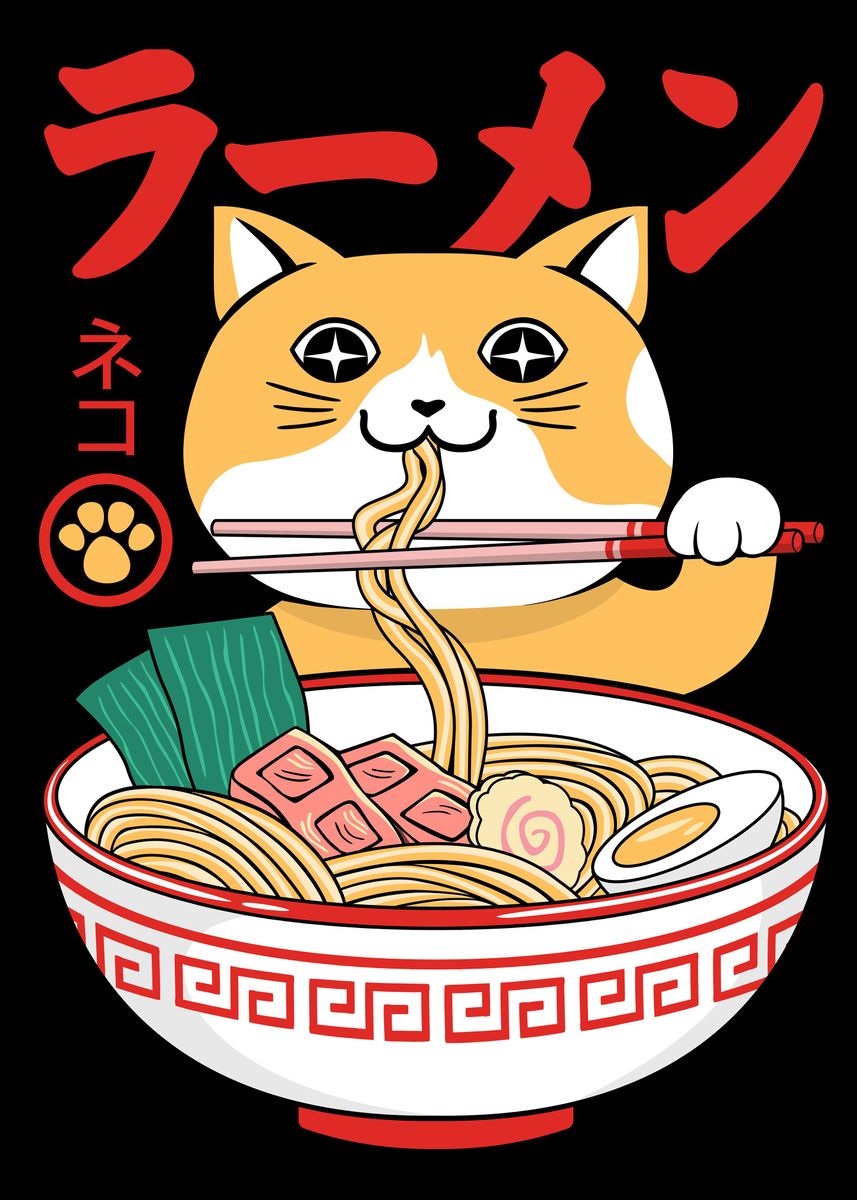 'Ramen Cat' Poster by MarsDK Art | Displate