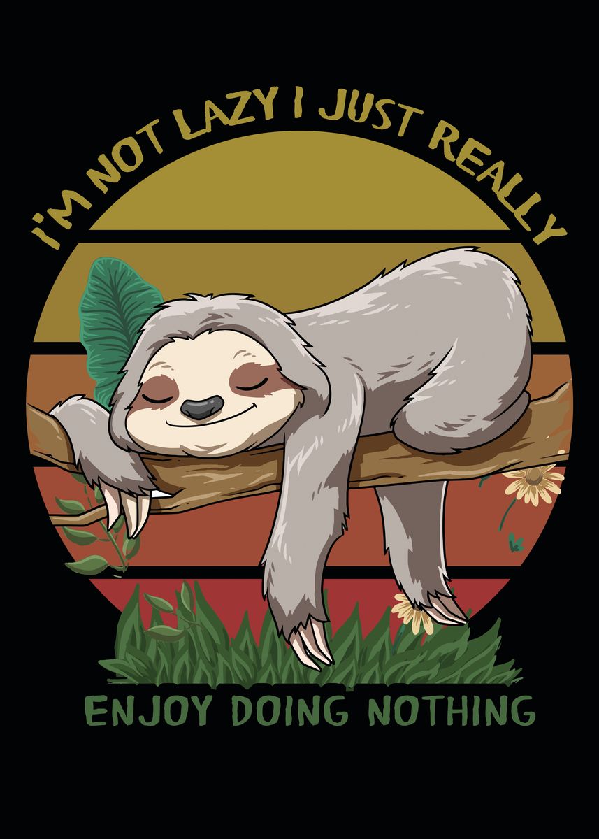 'Funny Cute Sloth Sleeping' Poster by Gianpietro Melotti | Displate