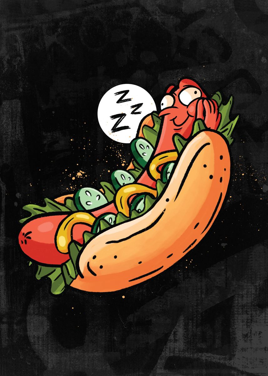 Hotdog hot Dog Funny Cartoon Food Dog | Sticker