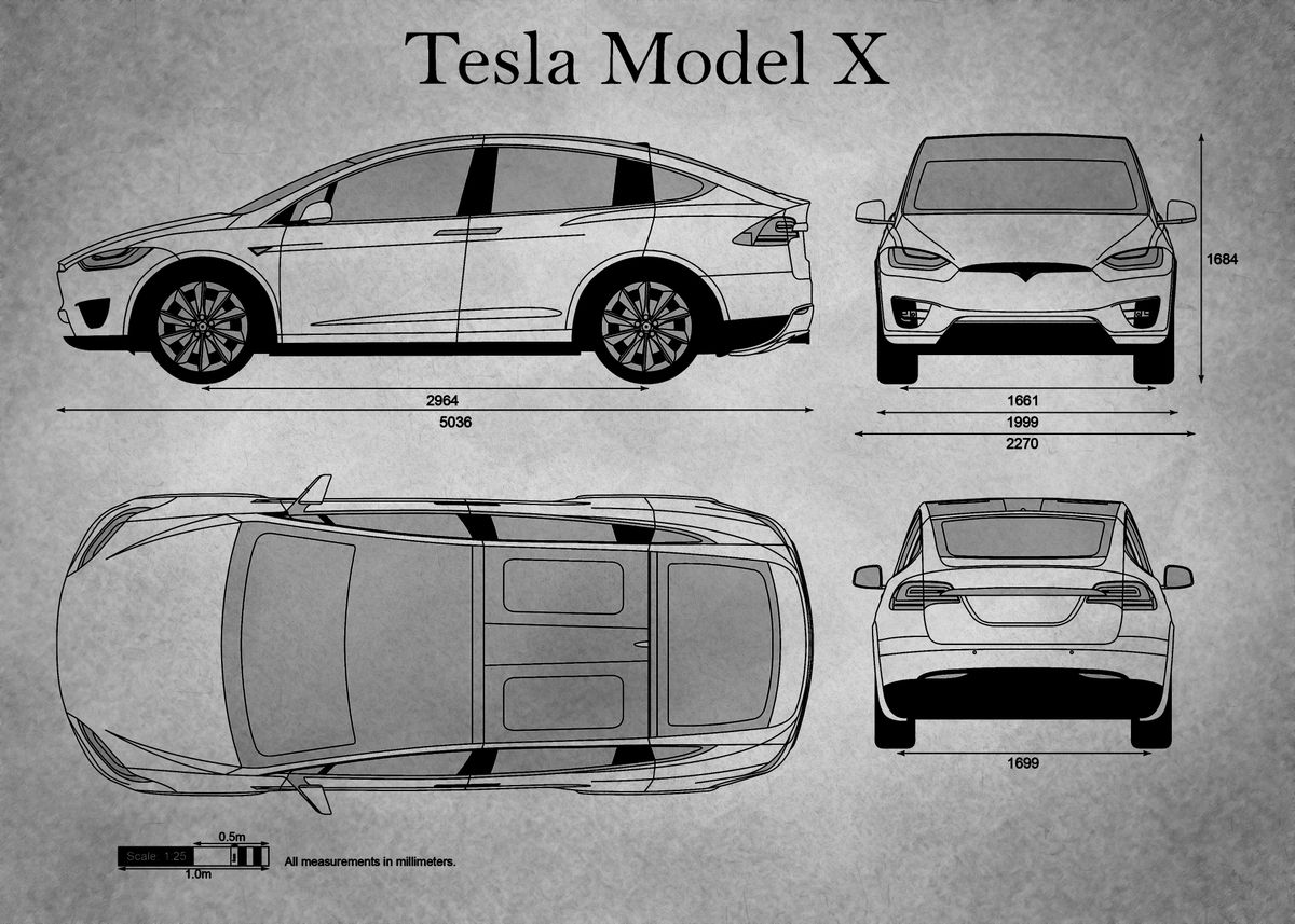 Tesla Model Blueprint Download Free Blueprint For 3D Modeling Tesla ...