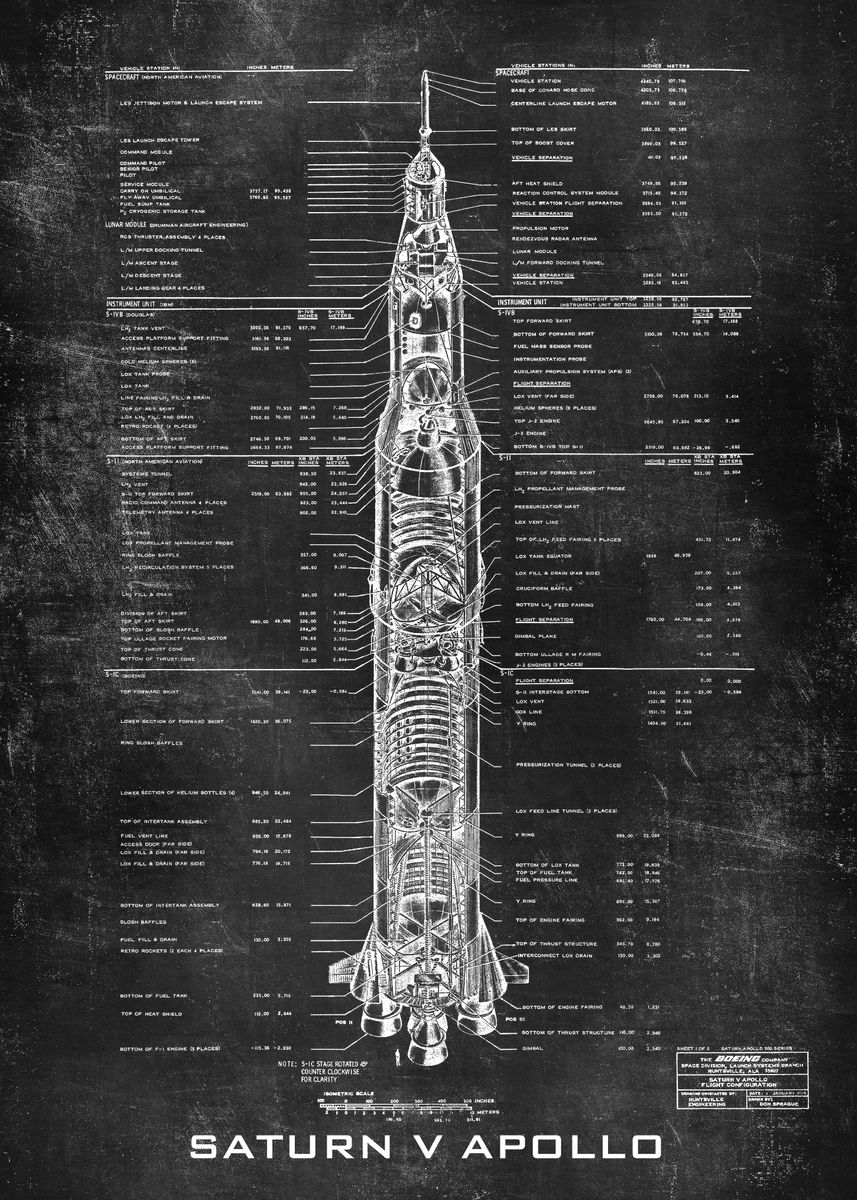 'Apollo 11 Saturn V Bluepri' Poster, picture, metal print, paint by ...
