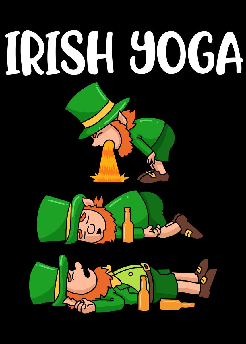 Irish Yoga' Poster, picture, metal print, paint by CatRobot