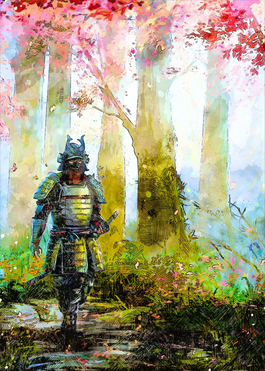 'Japanese knights' Poster, picture, metal print, paint by sengahart ...