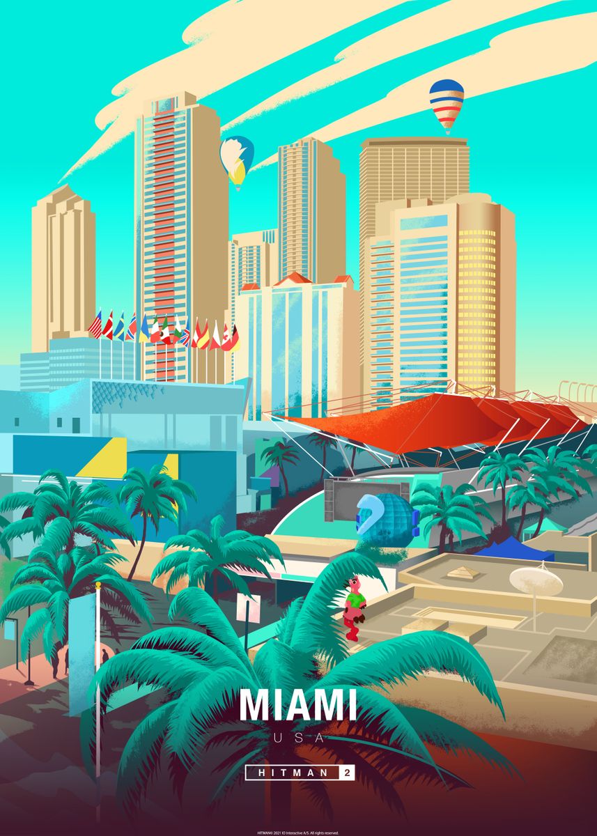 'Miami' Poster, picture, metal print, paint by Hitman | Displate