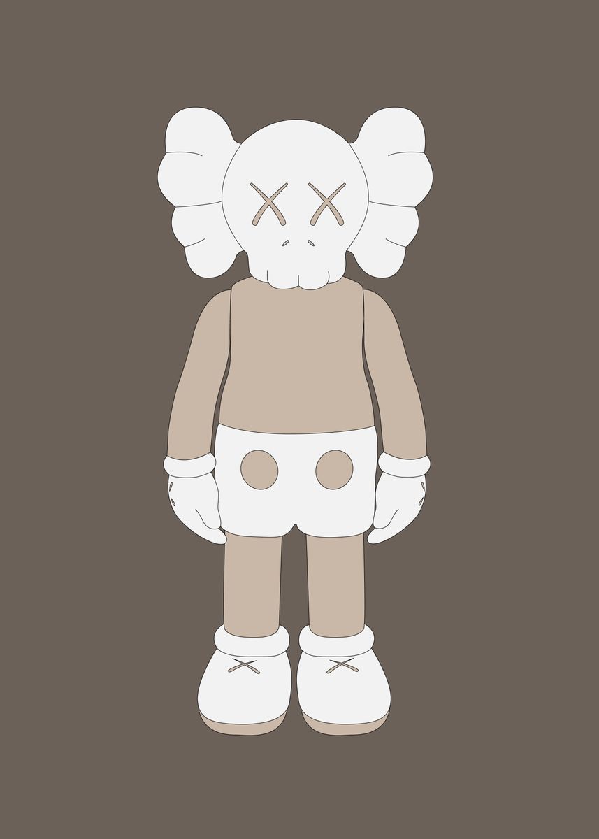 'Kaws figurine brown white' Poster, picture, metal print, paint by SBS ...