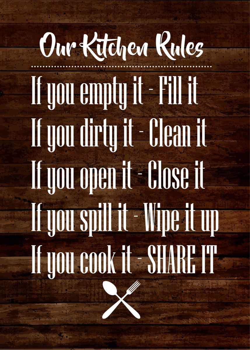 'our kitchen rules' Poster by Bestselling Displate | Displate