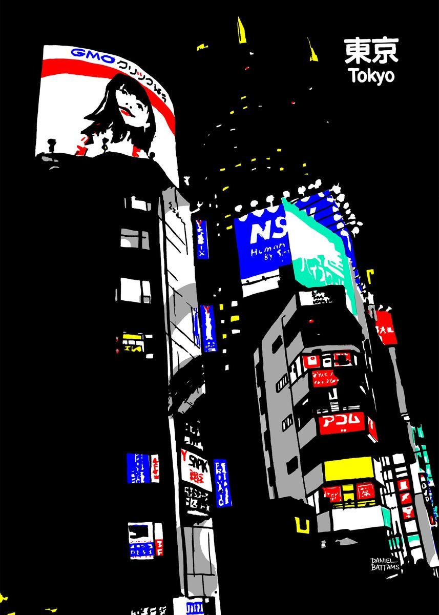 'Tokyo Billboards' Poster by Daniel Battams | Displate
