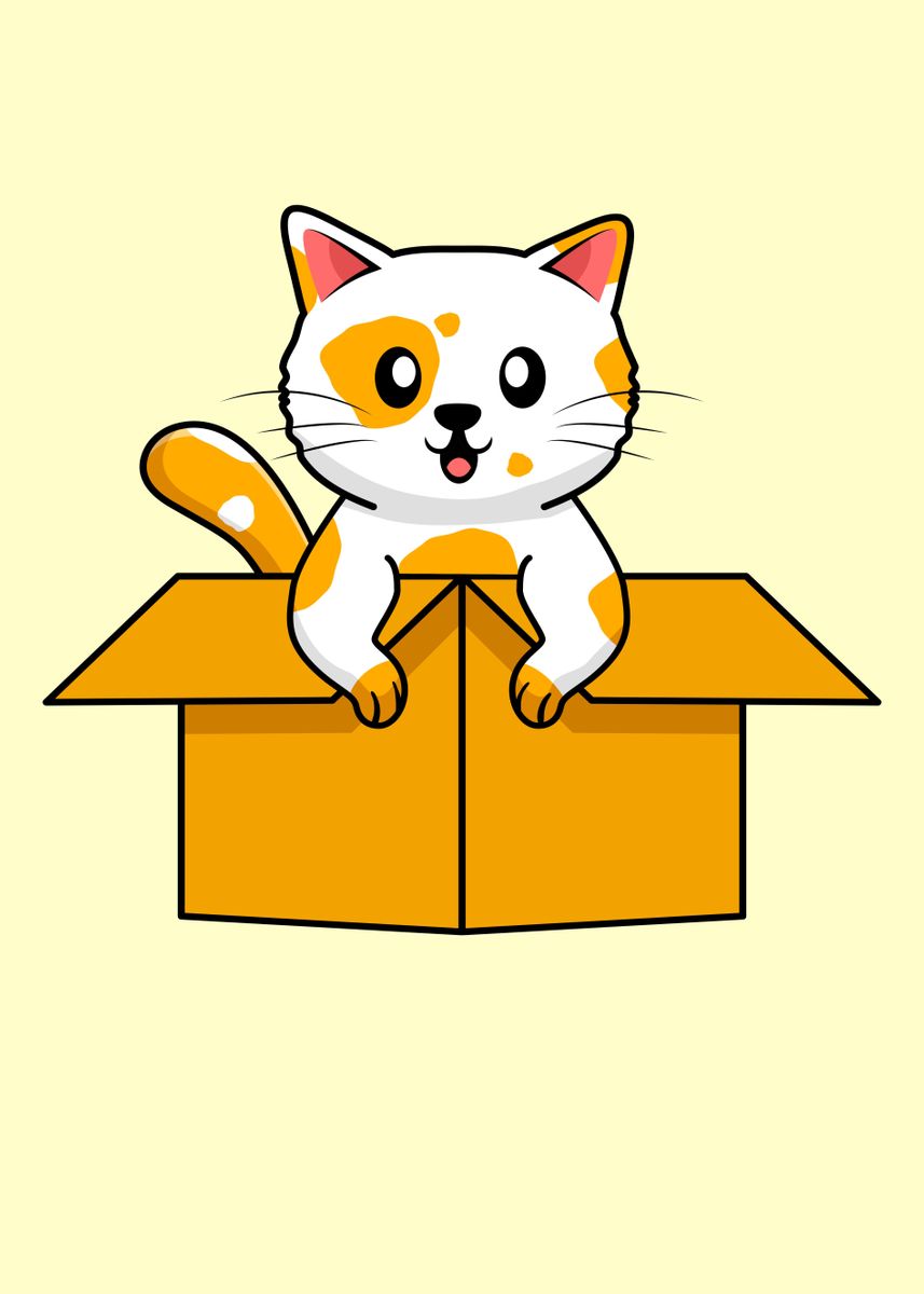 'Cute Cat In Cardboard Box' Poster by Foxxy Merch Displate