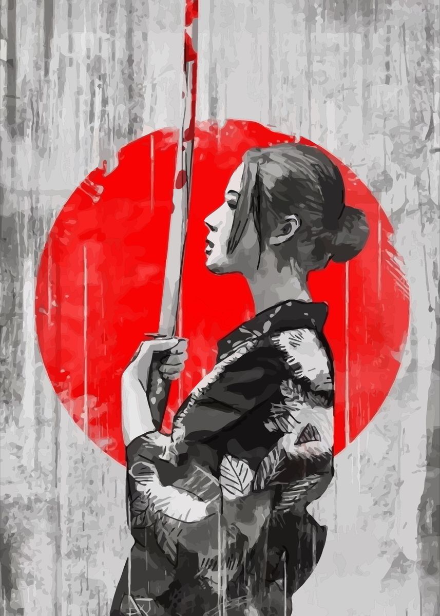 'Samurai woman japanese' Poster, picture, metal print, paint by ...