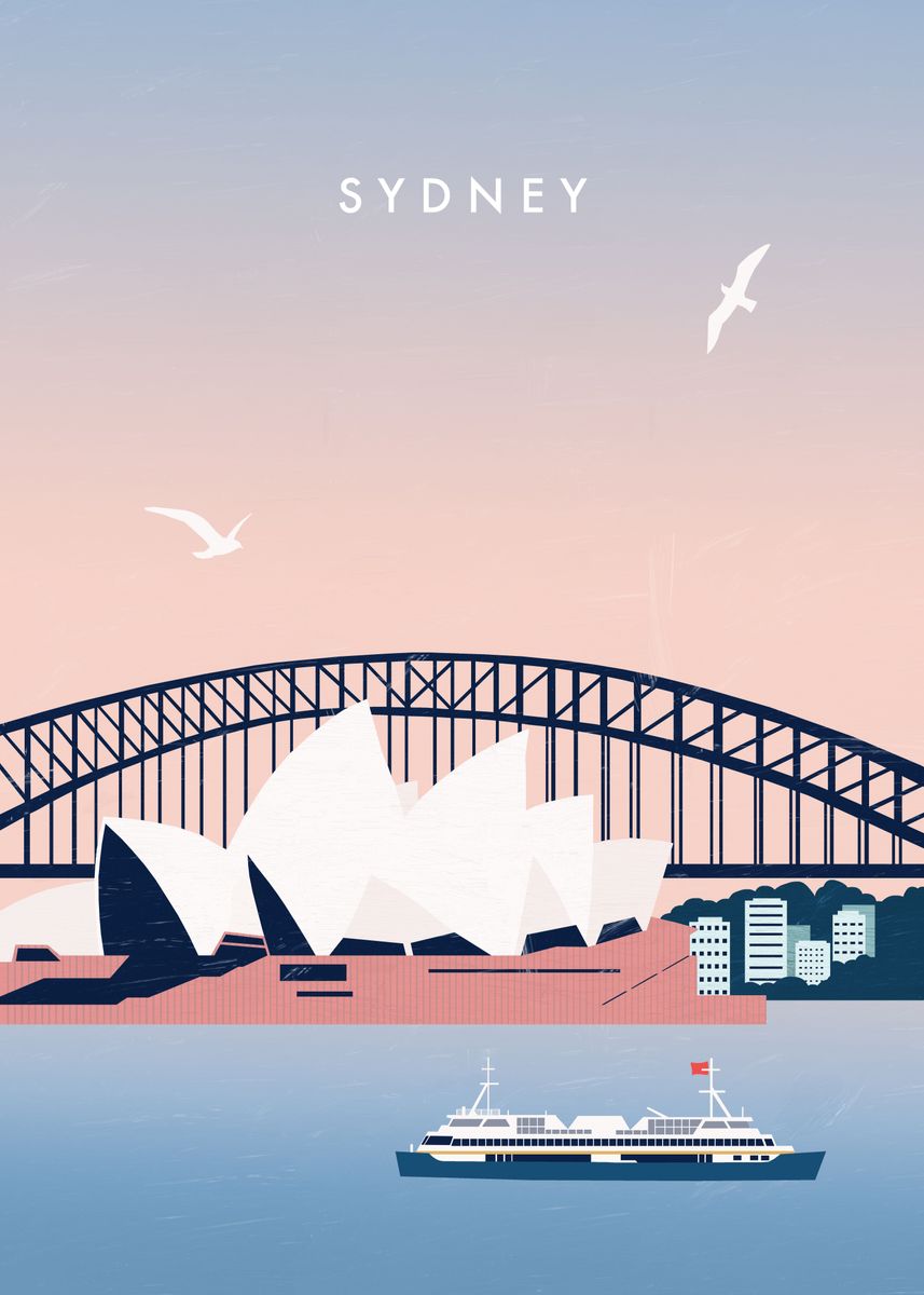 'Sydney' Poster, picture, metal print, paint by Katinka Reinke | Displate