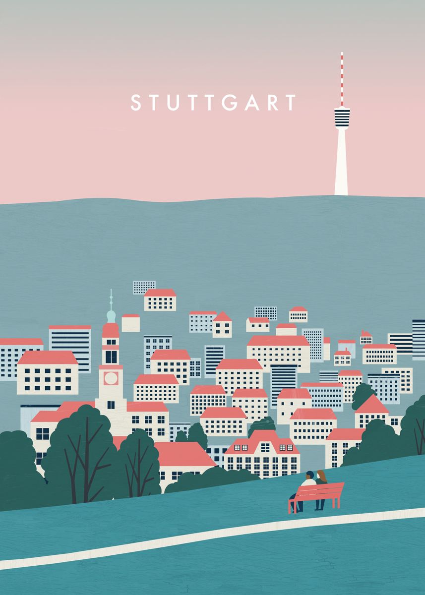 'Stuttgart' Poster, picture, metal print, paint by Katinka Reinke ...