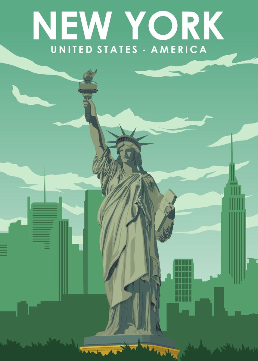 'New York Travel Poster' Poster, picture, metal print, paint by Jorn ...