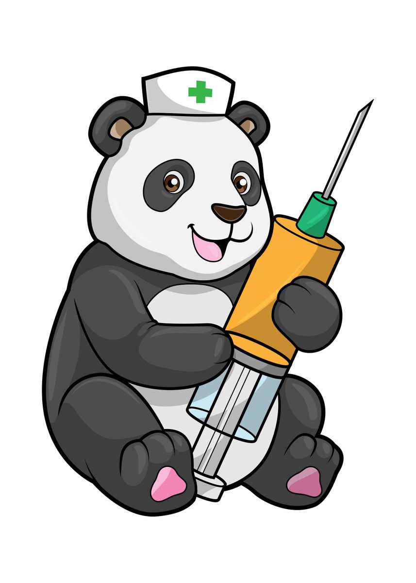 'Panda Nurse Syringe' Poster, picture, metal print, paint by Markus ...
