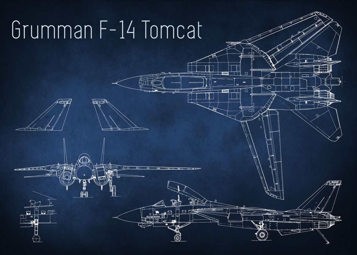 F Tomcat Blueprint Poster By The Trackless Road Displate | Hot Sex Picture