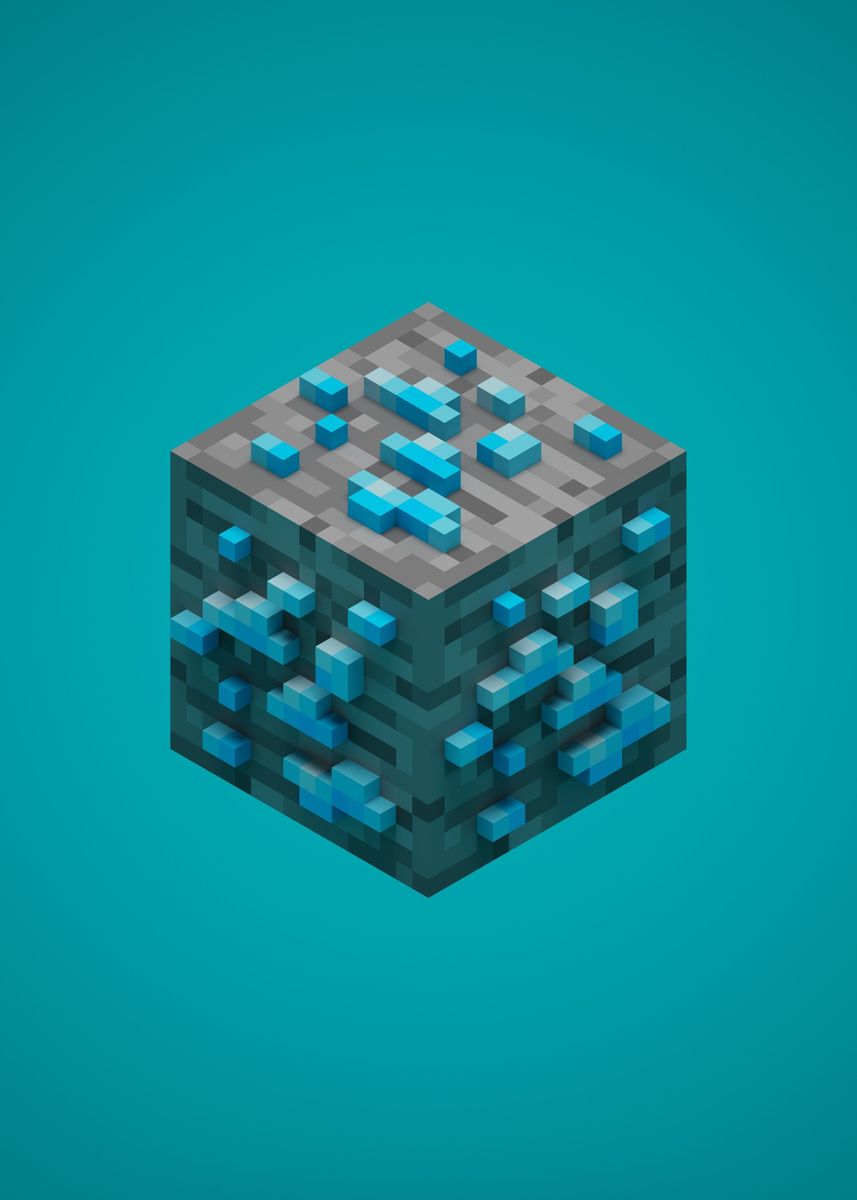 'Cube Ore Diamond VoxelArt ' Poster, picture, metal print, paint by ...