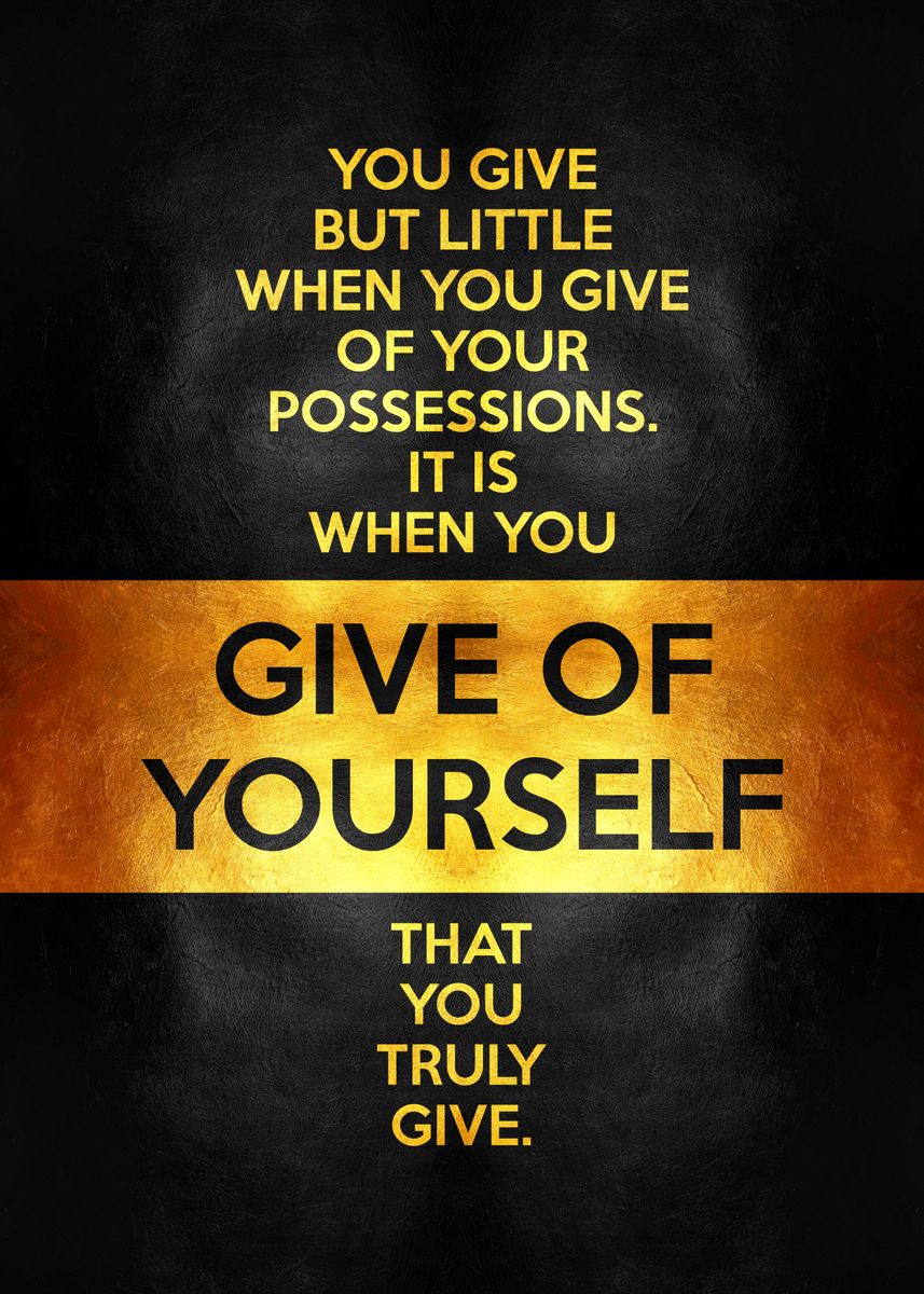'Kahlil Gibran Giving Quote' Poster, picture, metal print, paint by