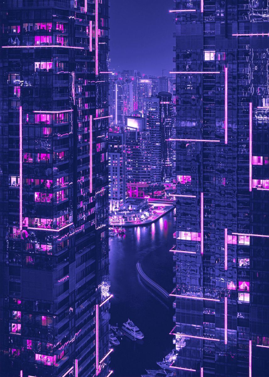 'Cyberpunk City Vibes' Poster by Qreative | Displate