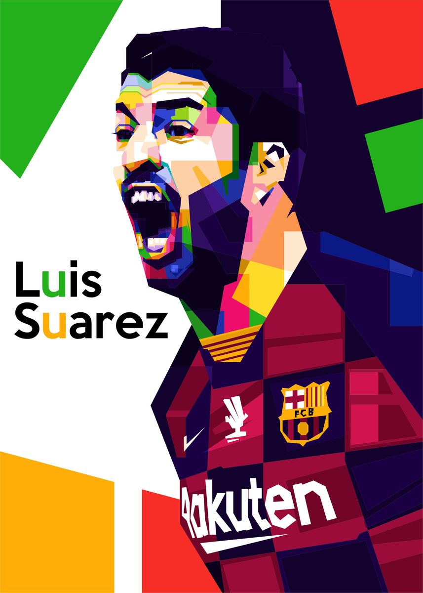 Luis Suarez at Barcelona' Poster, picture, metal print, paint by metalbg