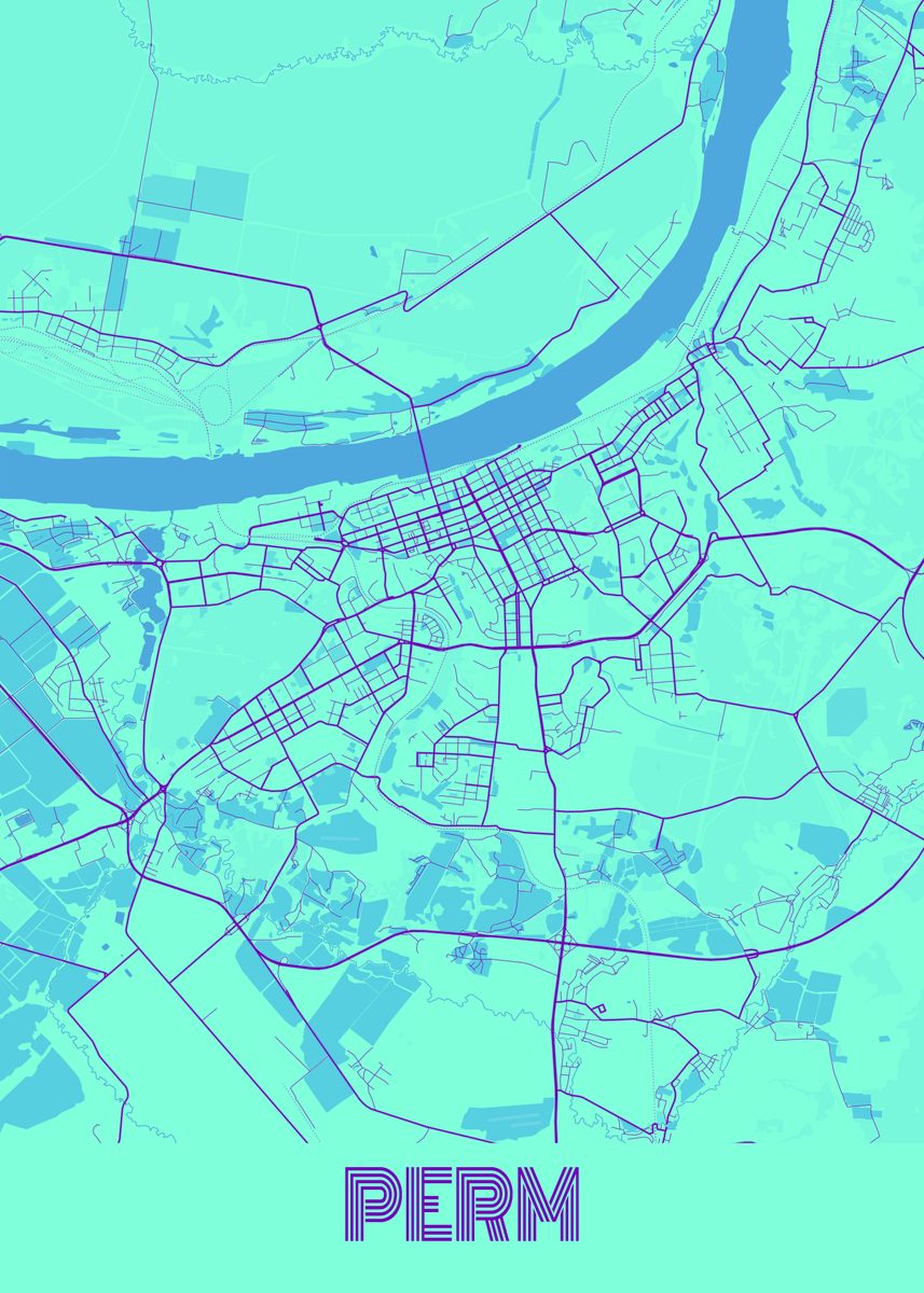 'Perm Galaxy City Map' Poster by Tien Stencil | Displate