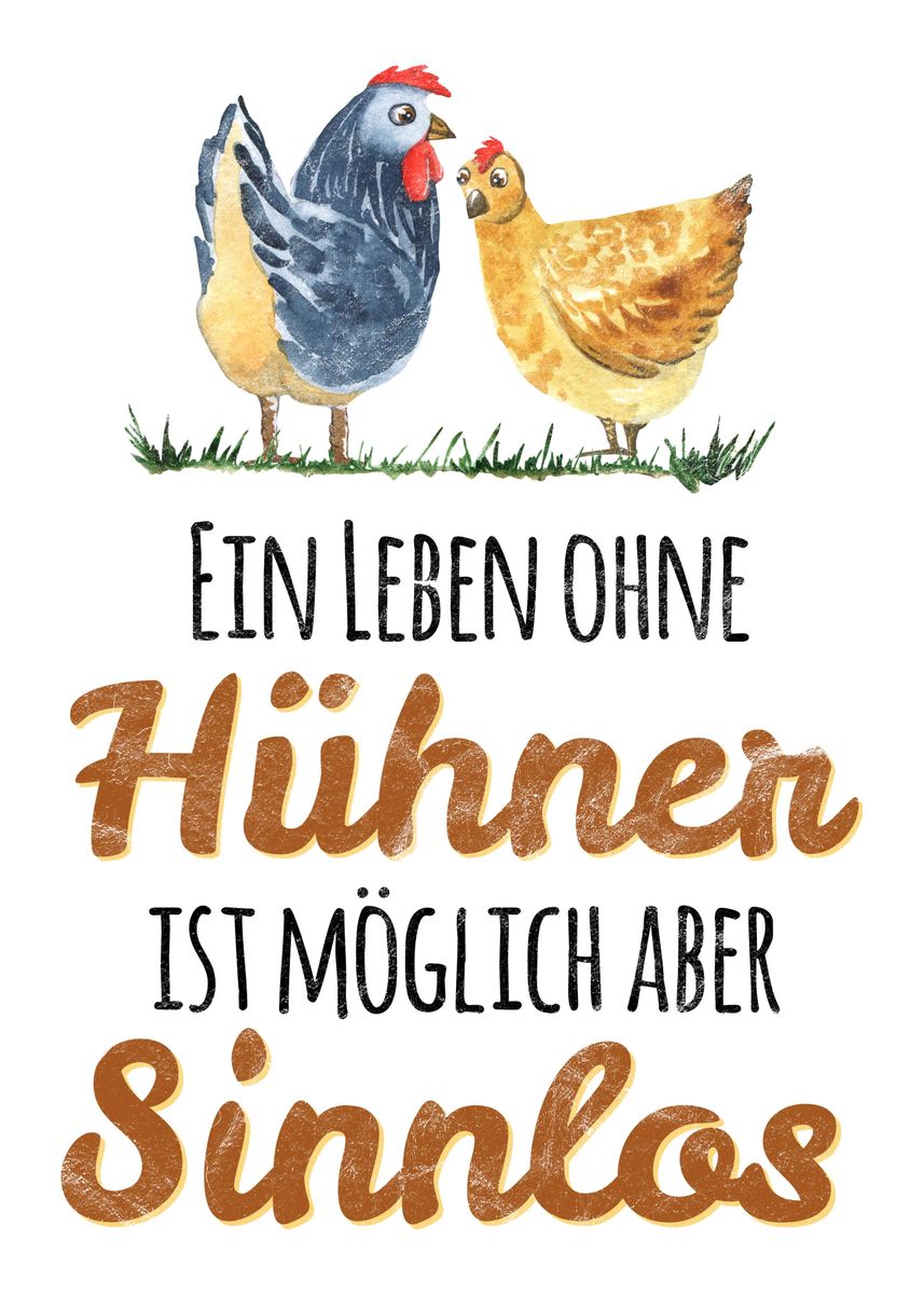 'Huehner Huhn Spruch' Poster, picture, metal print, paint by dvdesign