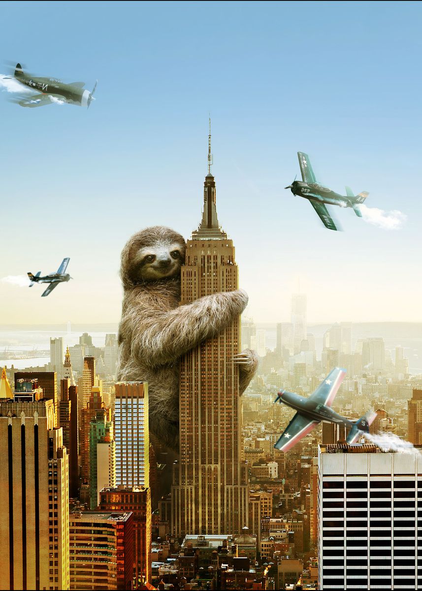'Sloth in the Building ' Poster, picture, metal print, paint by Haus ...