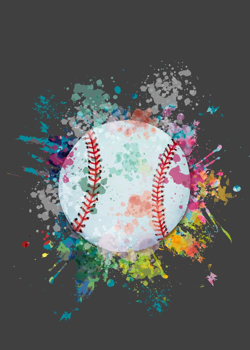 'Baseball Color Explosion' Poster, picture, metal print, paint by ...