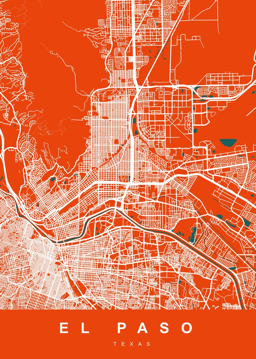 'EL PASO City Map Texas' Poster by UrbanMaps | Displate