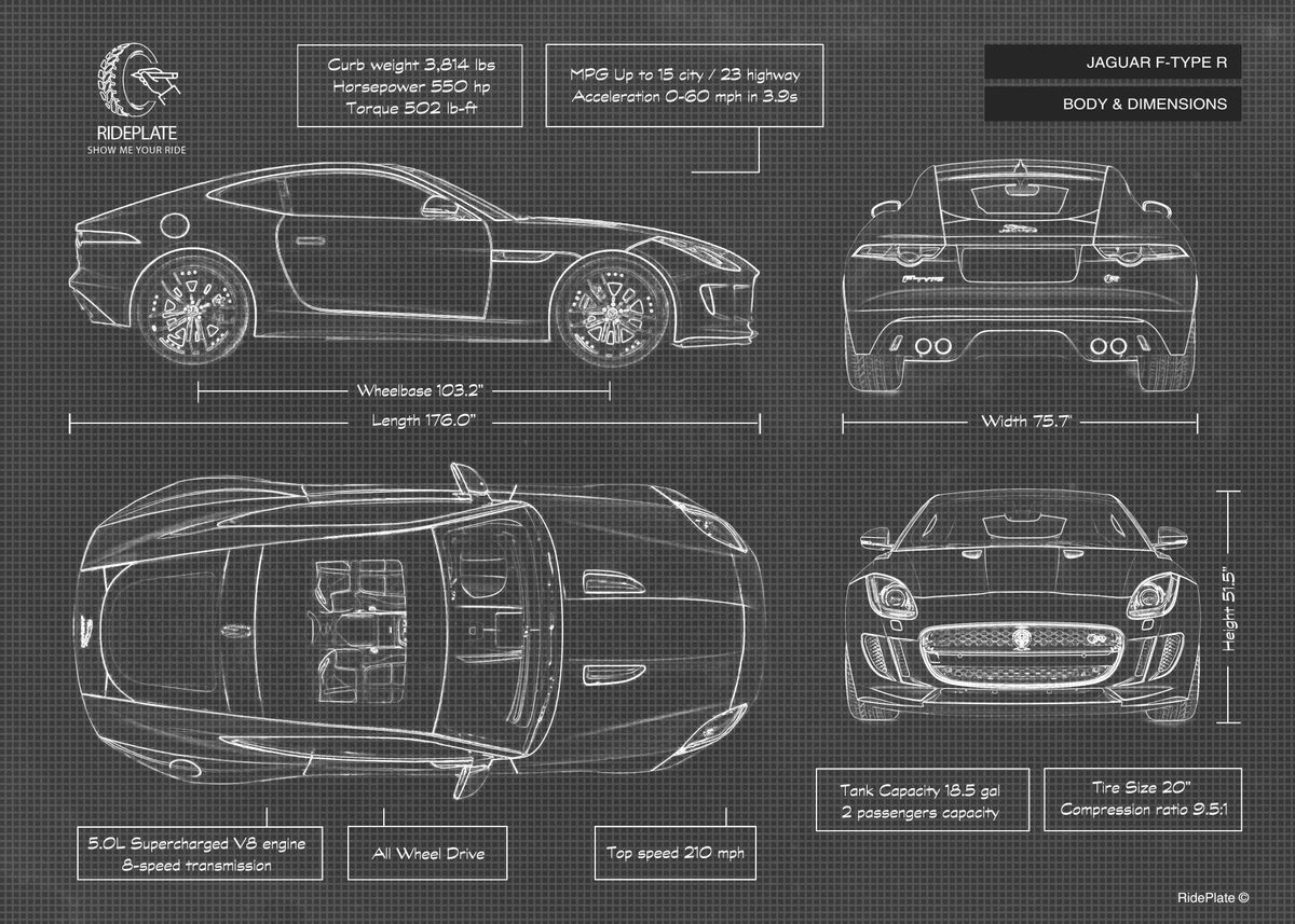 Introducir 49+ imagen jaguar f type blueprint - In.thptnganamst.edu.vn