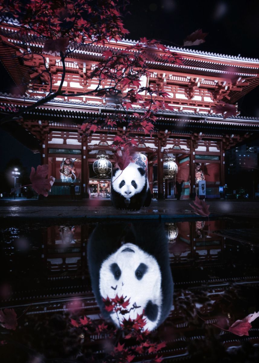 'Chinese Panda Reflection' Poster, picture, metal print, paint by Gen Z ...
