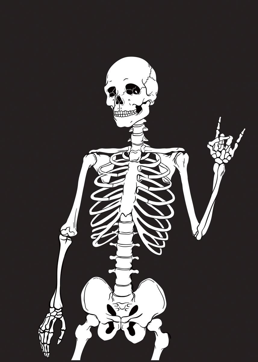 'Edgy Rock n Roll Skeleton' Poster, picture, metal print, paint by Haus ...