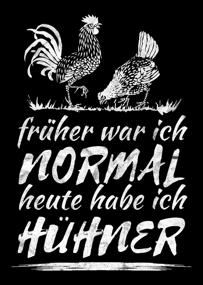 'Huhn Huehner Bauern Witz' Poster, picture, metal print, paint by