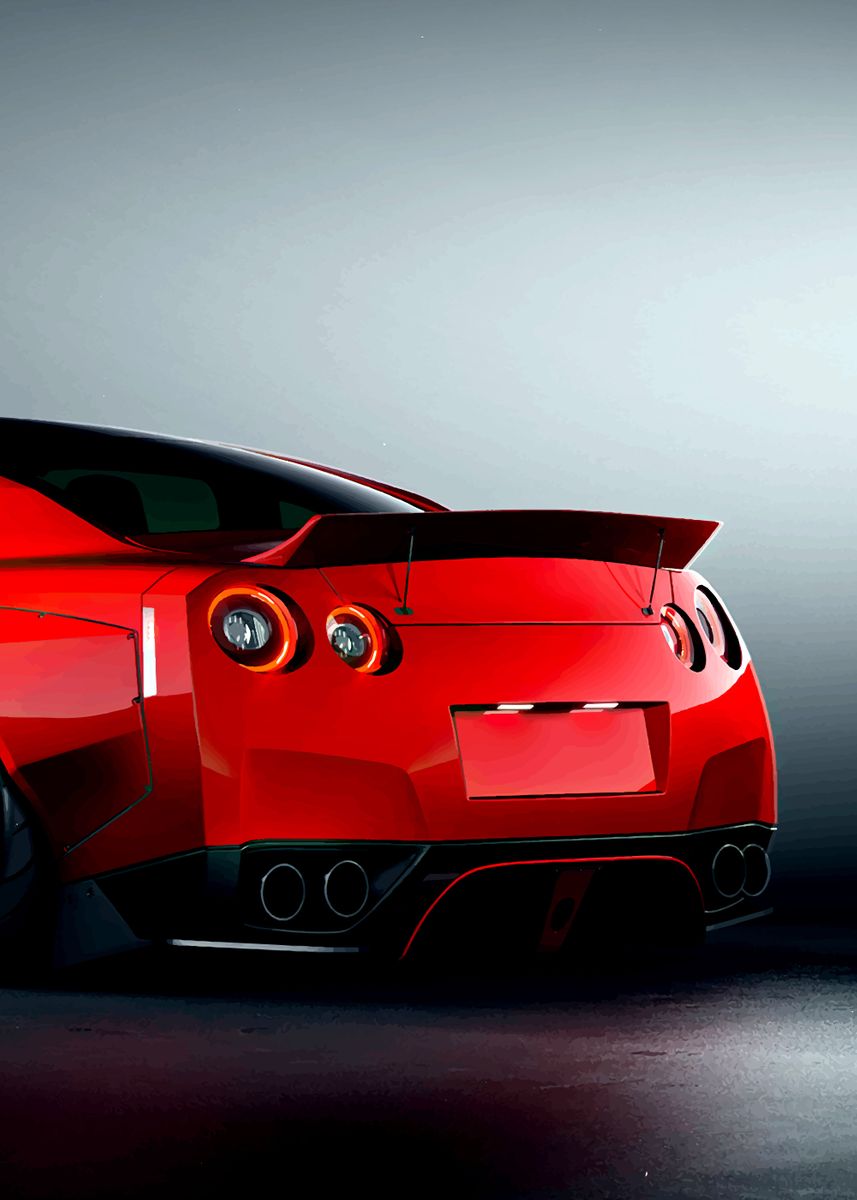 'Red Nissan GTR' Poster, picture, metal print, paint by CyberGeek ...