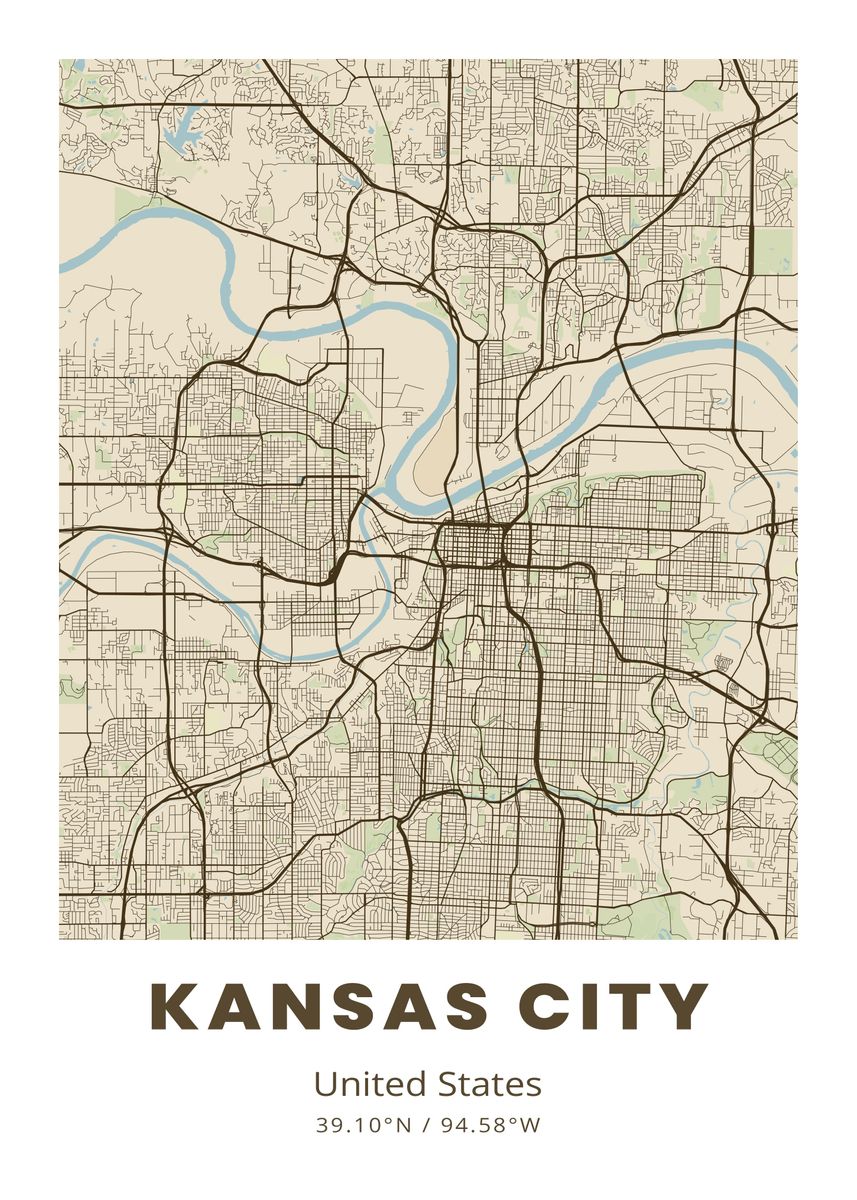 'Kansas City City Map' Poster by Tarendra Studio | Displate