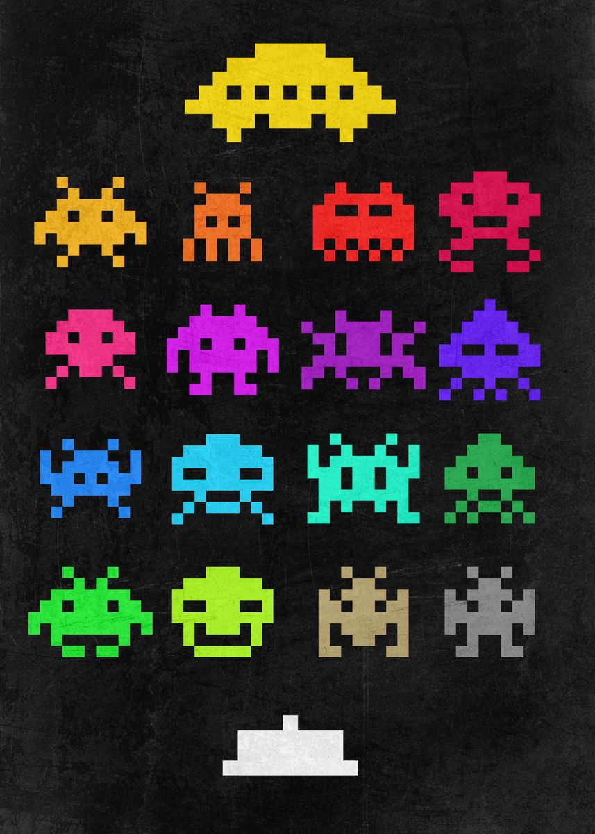 'Space Invaders characters' Poster by Stefano Lunghi | Displate