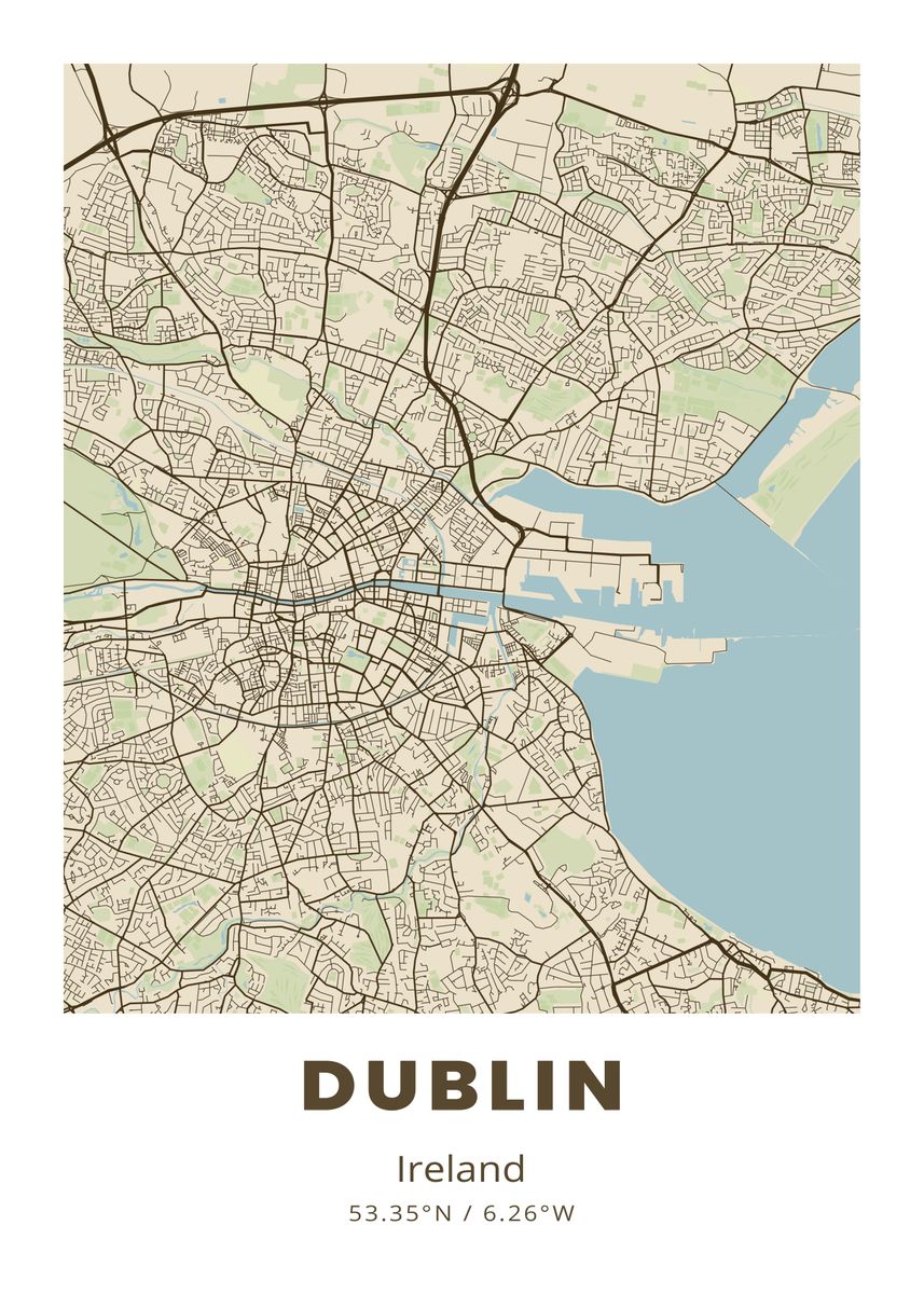 'Dublin City Map' Poster by Tarendra Studio | Displate