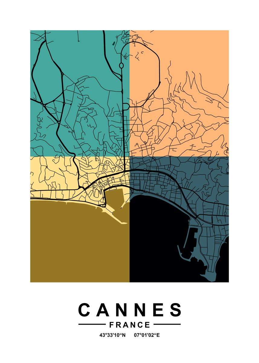 'Cannes Color Map' Poster by Dany | Displate