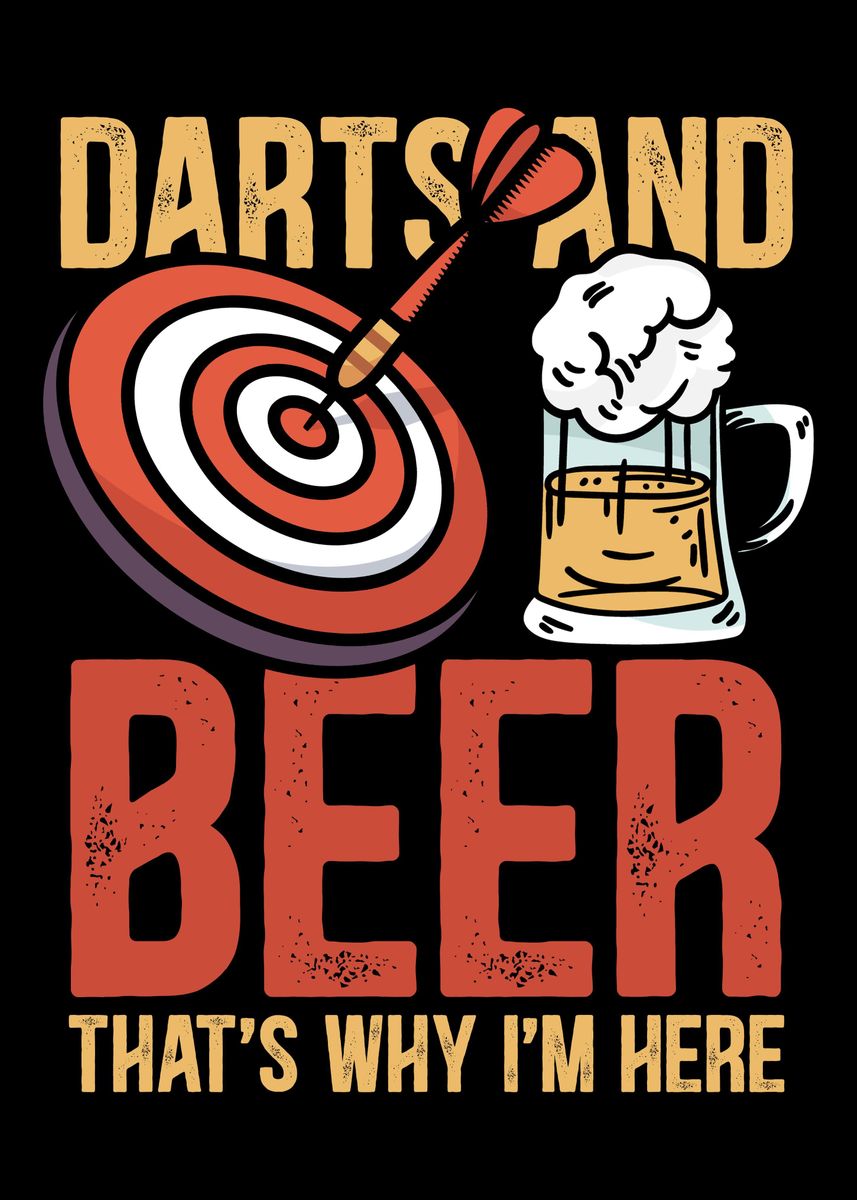 'Darts and beer dart player' Poster by ankarsdesign Displate