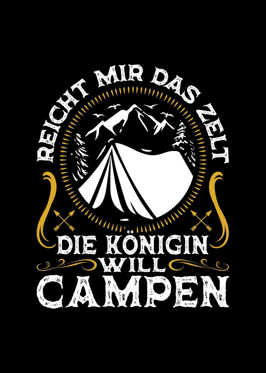 'Campen Spruch Camping' Poster, picture, metal print, paint by
