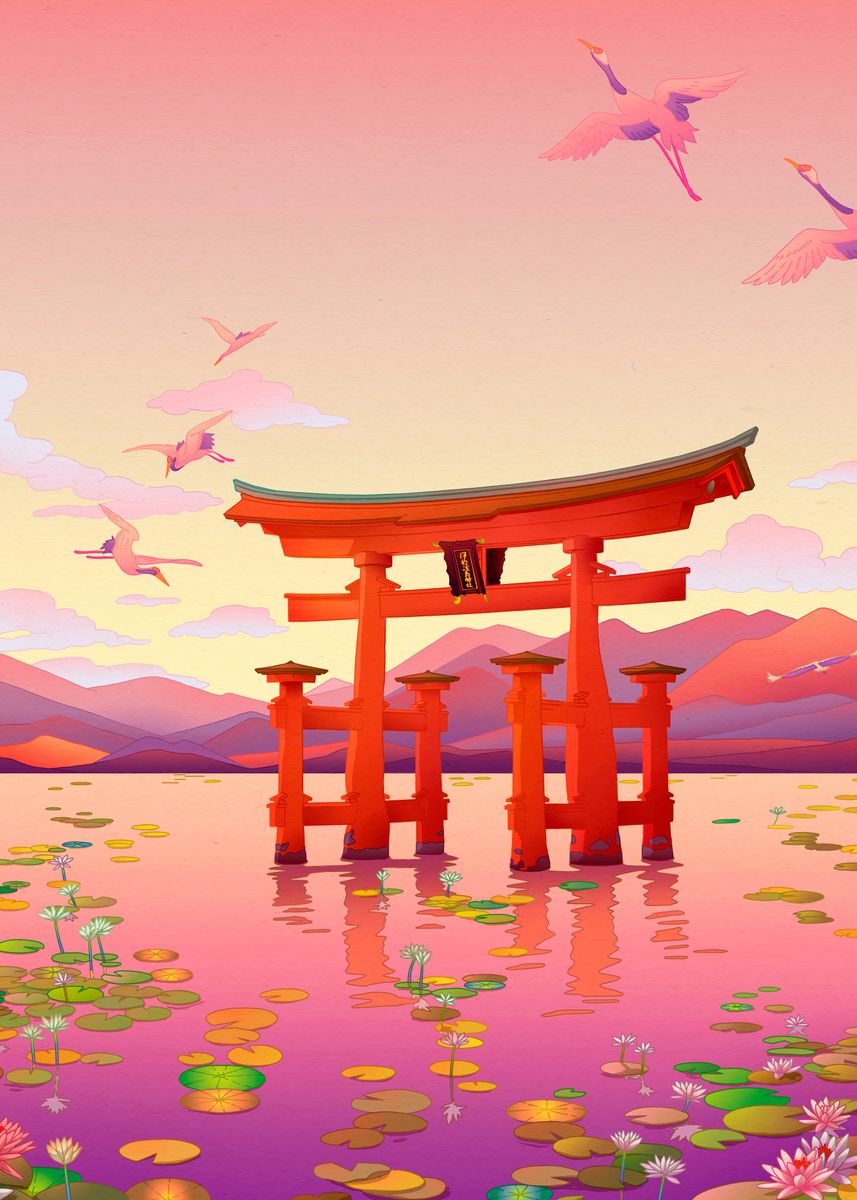 'The Itsukushima Shrine' Poster by Camila Illustration | Displate