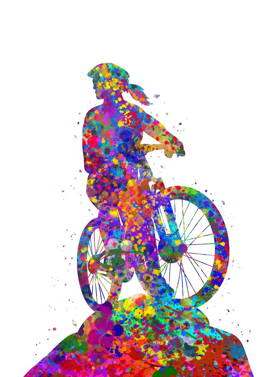 'Mountain biker girl' Poster by Yahya Art Displate