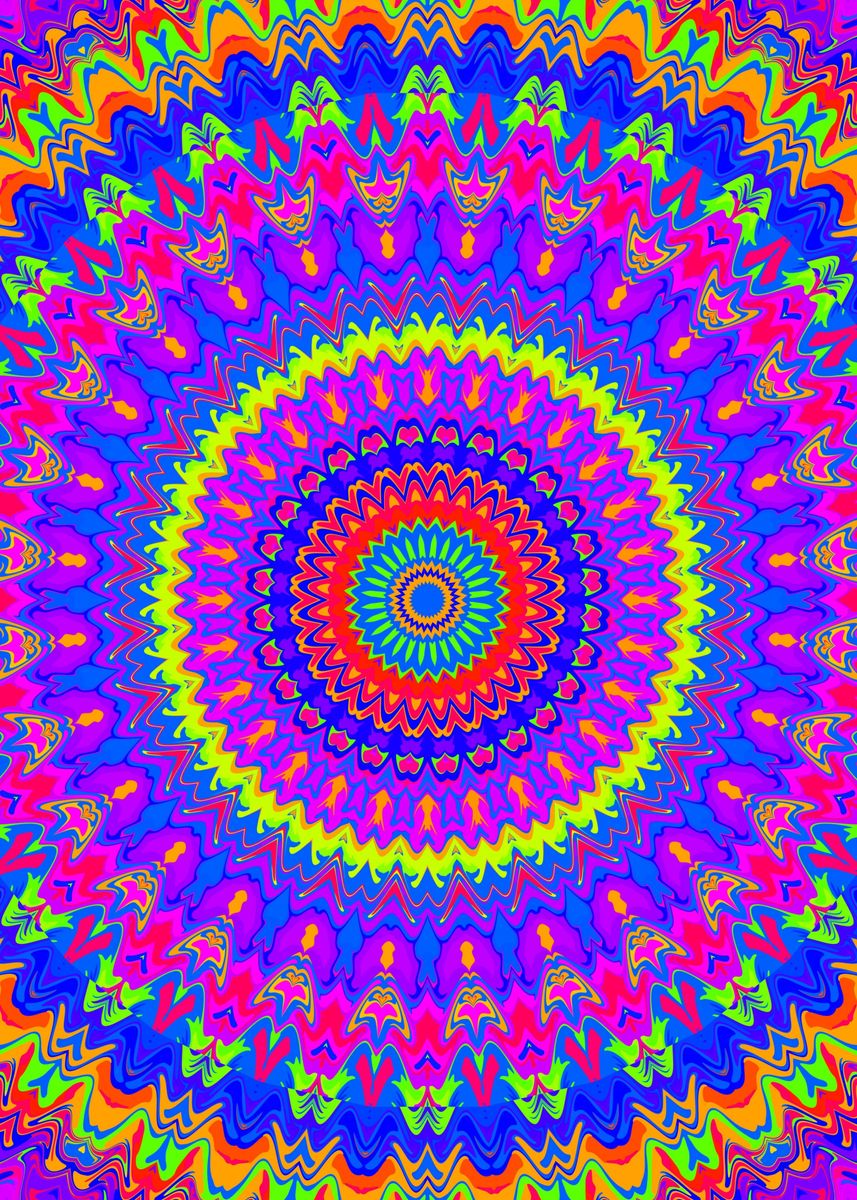 'Funky Vibrant Mandala' Poster, picture, metal print, paint by Kaleiope ...