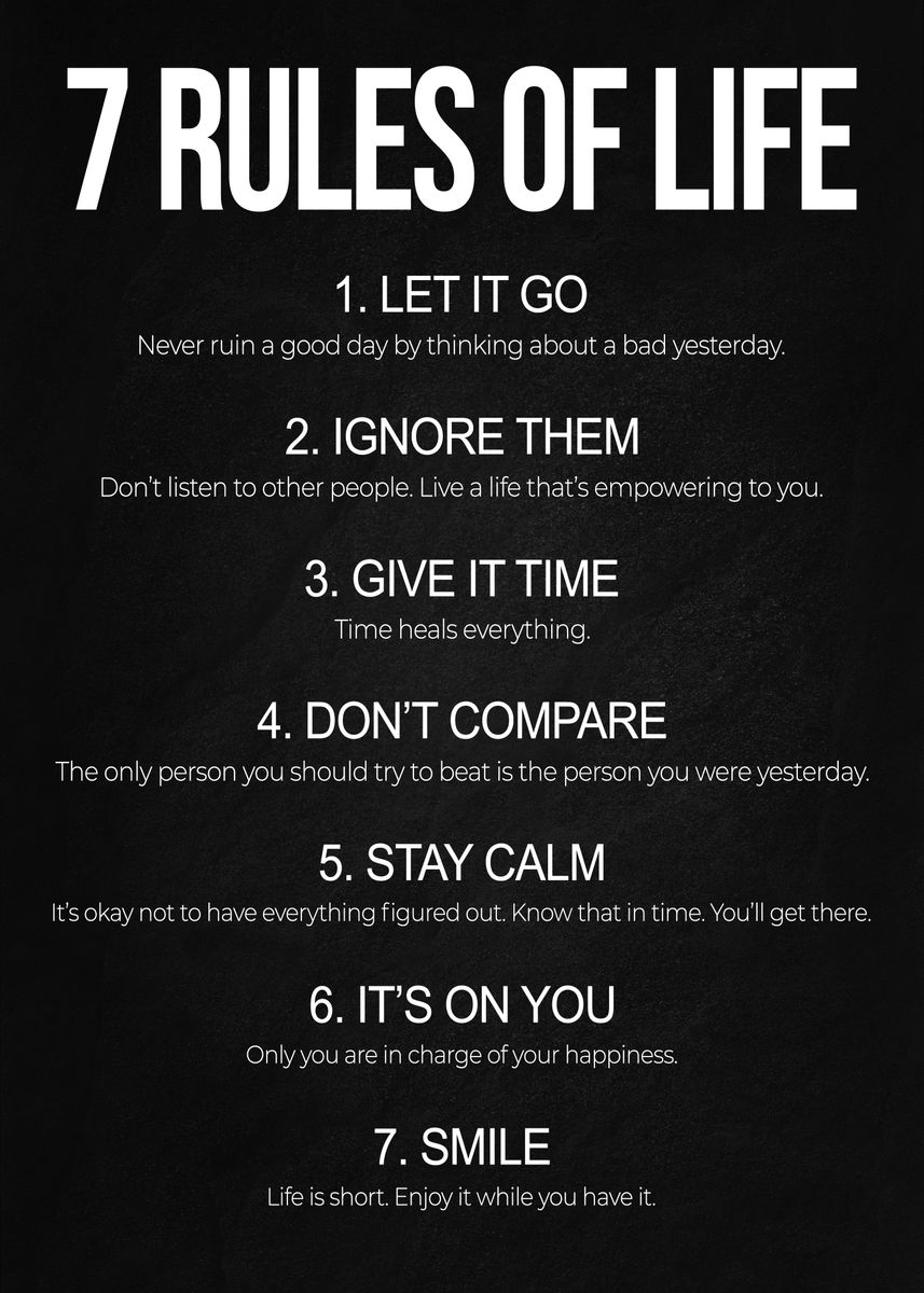 '7 Rules of Life' Poster, picture, metal print, paint by Conceptual ...